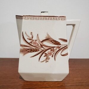 Vintage Small Chase Teapot Japan Brown & Pink Wheat Motif on Cream Background